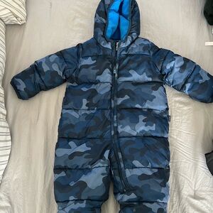 Blue puffer suit